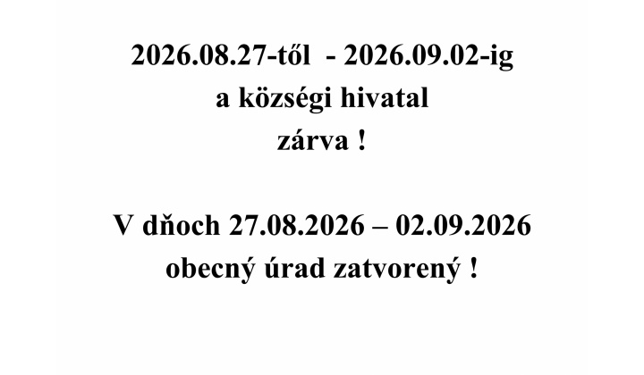 Értesítés / Oznam 