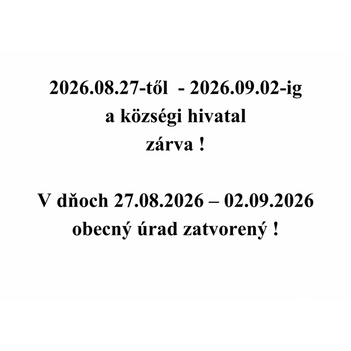 Értesítés / Oznam 
